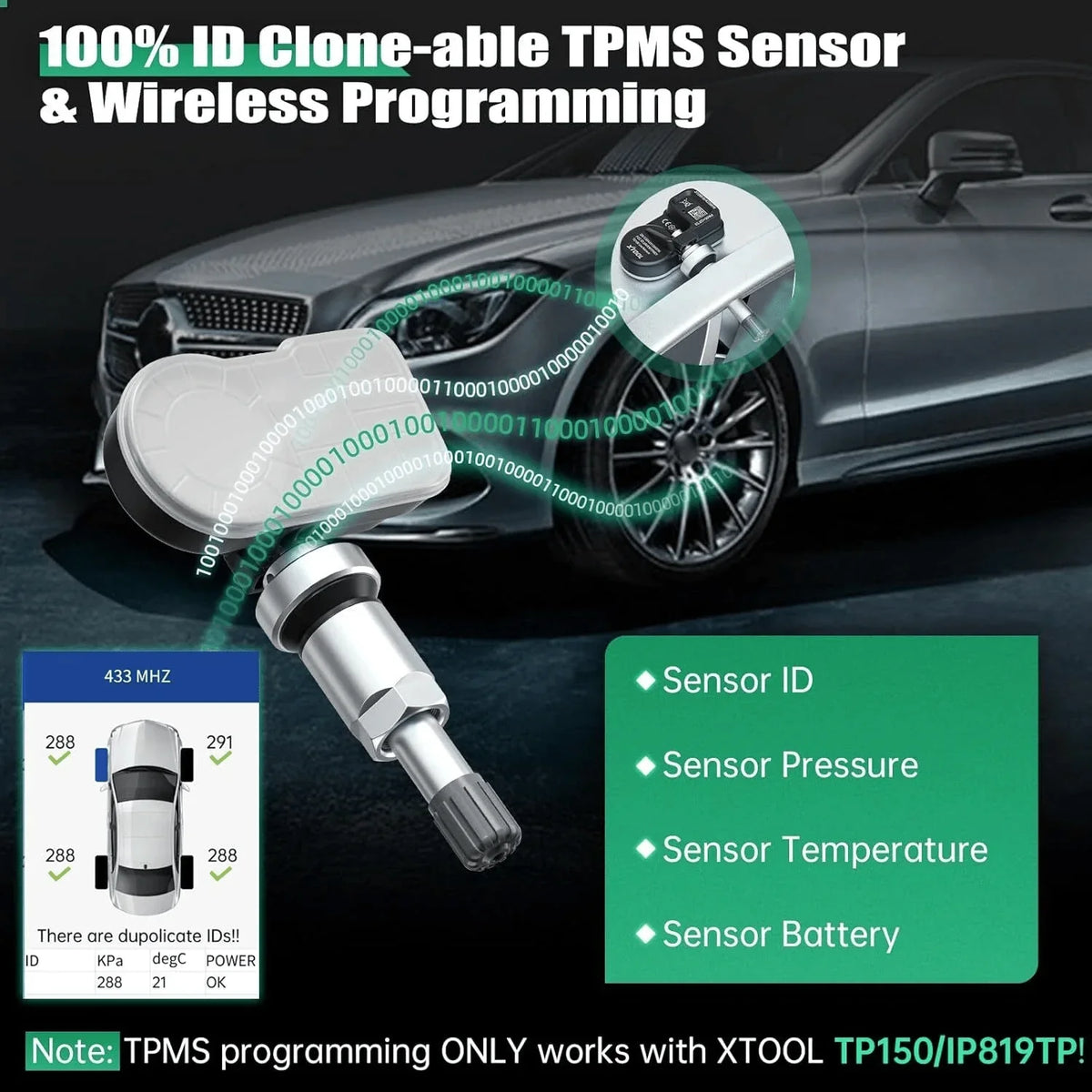 XTOOL TS100 Pro Programmable Universal Tire Pressure Sensor - FairTools