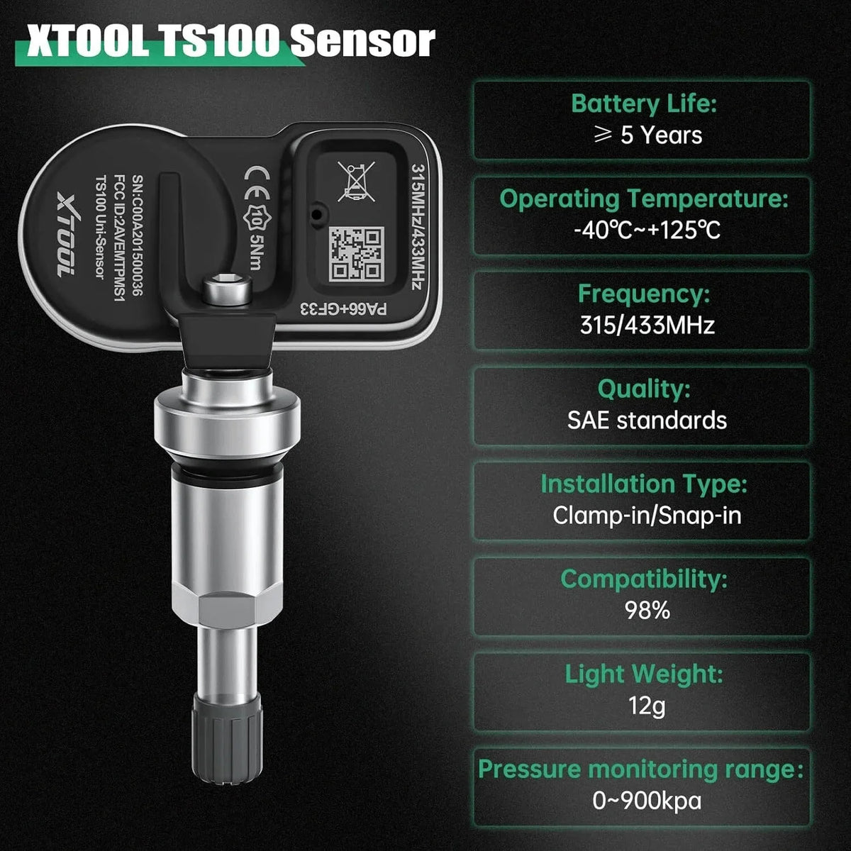 XTOOL TS100 Pro Programmable Universal Tire Pressure Sensor - FairTools