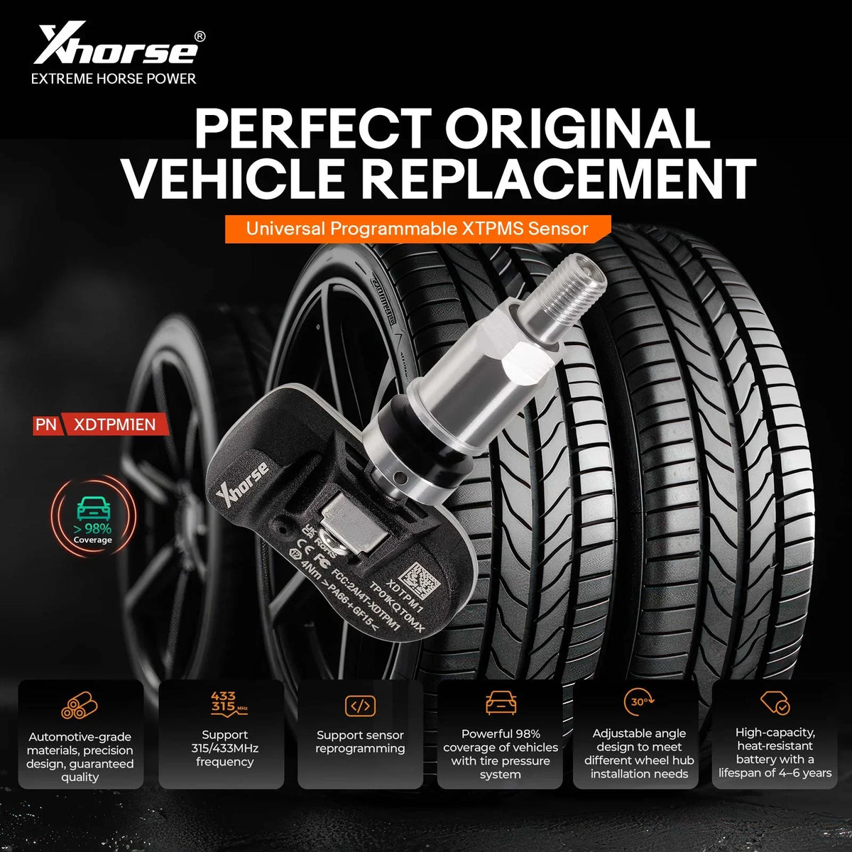 XHORSE XDTPM1EN XTPMS TPMS Sensor 315MHZ/433MHZ for Key Tool MIDI/Key Tool Plus/Key Tool Max ProXHORSE XDTPM1EN XTPMS TPMS Sensor 315MHZ/433MHZ for Key Tool MIDI/Key Tool Plus/Key Tool Max Pro Xhorse