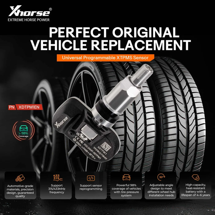 XHORSE XDTPM1EN XTPMS TPMS Sensor 315MHZ/433MHZ for Key Tool MIDI/Key Tool Plus/Key Tool Max ProXHORSE XDTPM1EN XTPMS TPMS Sensor 315MHZ/433MHZ for Key Tool MIDI/Key Tool Plus/Key Tool Max Pro Xhorse