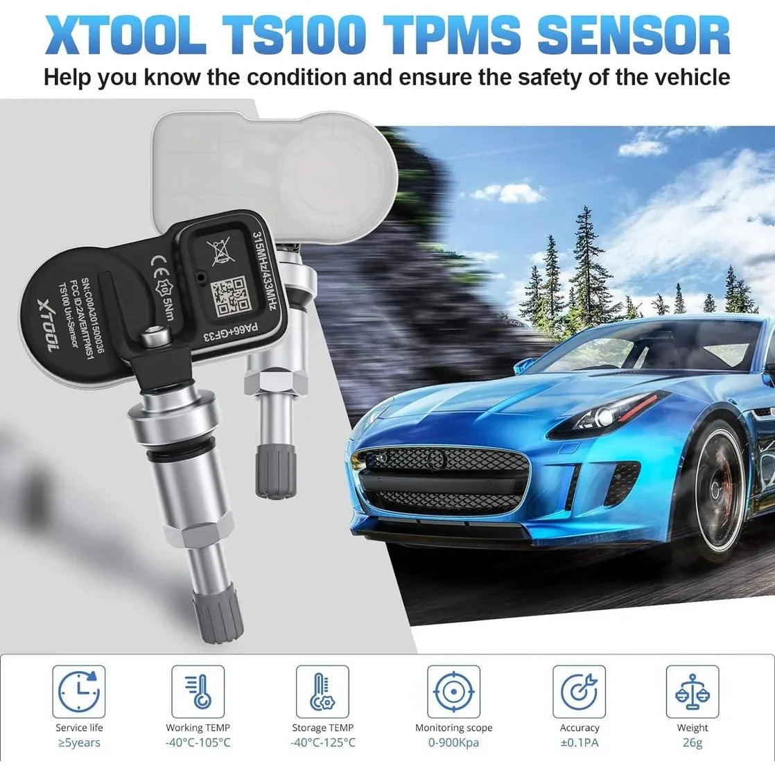 XTOOL TS100 Pro Programmable Universal Tire Pressure Sensor - FairTools