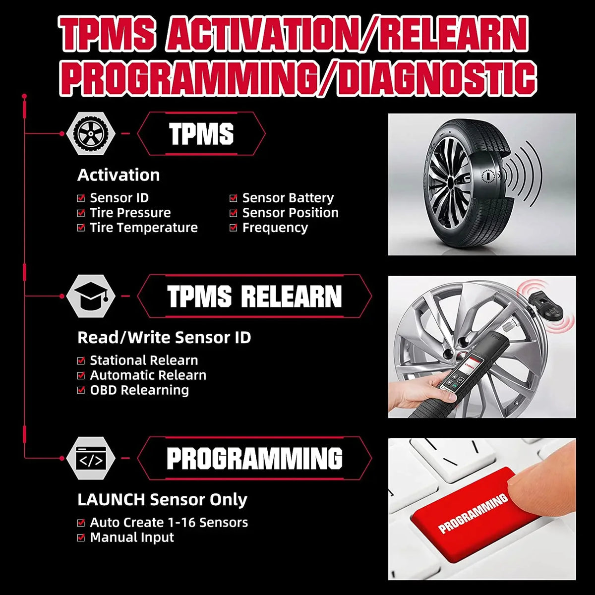 LAUNCH X431 TSGUN TPMS Tire Pressure Sensors Tools