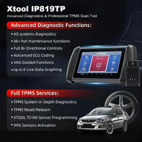 XTOOL IP819TP Car Diagnostic Scan tool, Key Coding, TPMS Tool Xtool