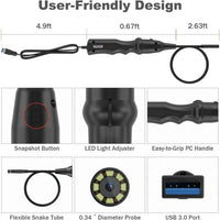 XTOOL XV100 HD Flexible Snake Inspection Videoscope Connect With XTOOL Tablet USB 3.0 - FairTools